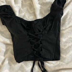 Elegant Black Lace-Up Women's Top